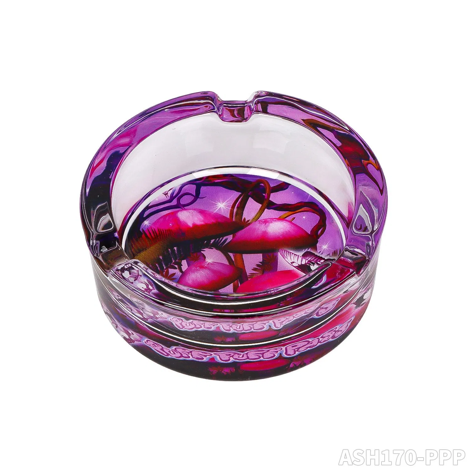 Hot Sale Smoking Set 85mm Round Glass Ashtray Bottom UV Pattern Wholesale Rolling Tray