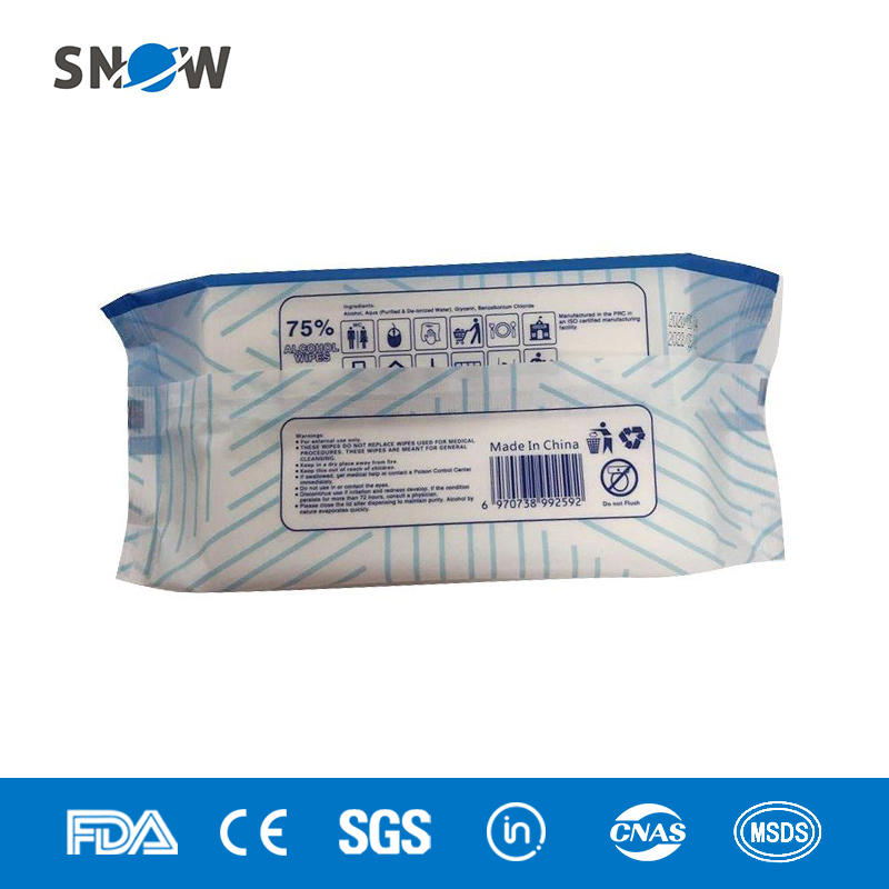 Factory Stock 75% Ethyl Alcohol Biodegradable Antibacterial Wet Wipes 50 Piece