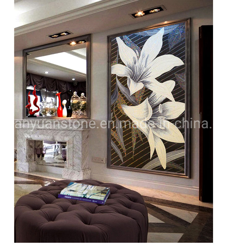 Beautiful Yellow Flower/Flora Mural/Pattern Glass Mosaic Artwork for Wall Decor