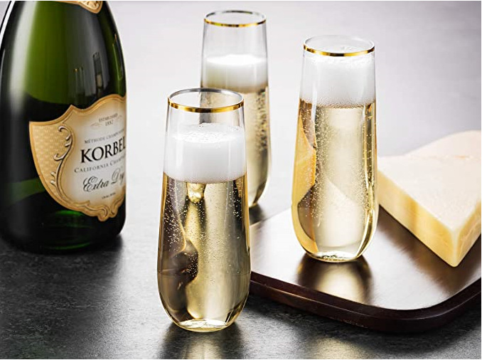 Pet Tritan Clear Stemless Champagne Flutes Plastic Stemless Wine Glass