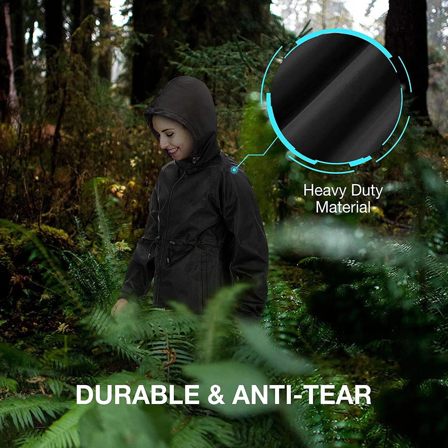 High Quality Waterproof Windproof Hooded Camouflage Print Raincoat with Pockets