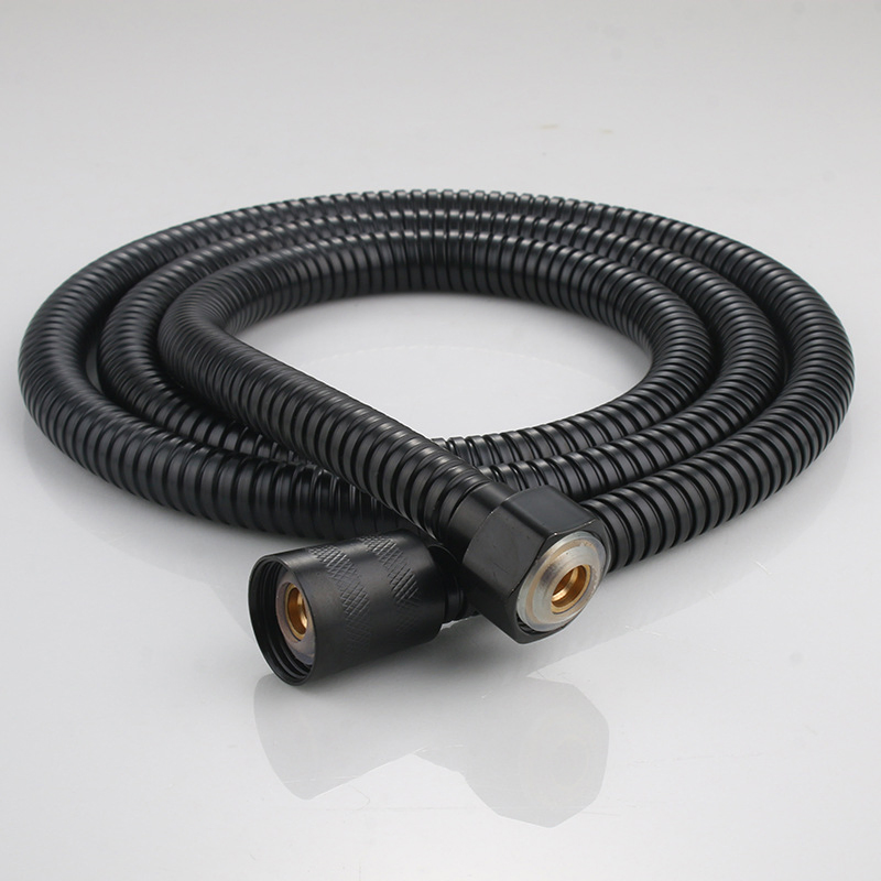 Black Stainless Steel 304 Shower Hose Electroplated Encrypted Tube Shower Head High Pressure Metal Shower