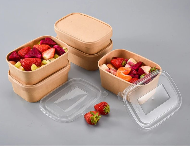 Водостойкий бумажный контейнер для еды с крышкой