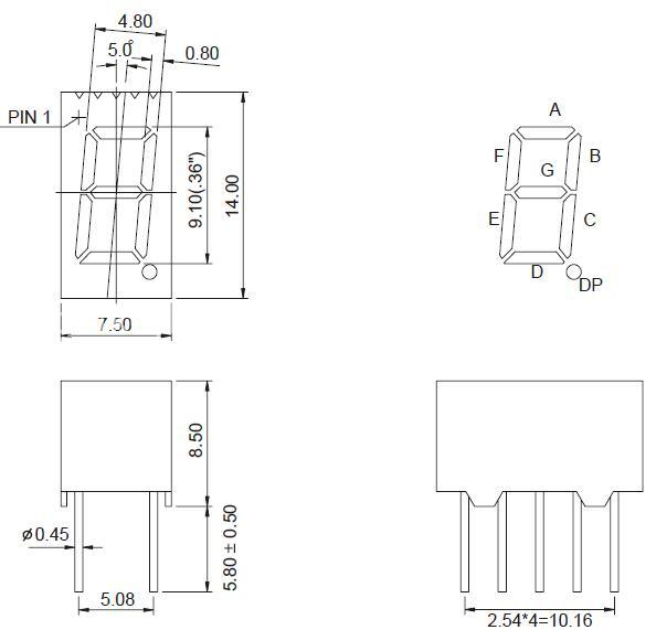 0.36 Inch Single Digit 7 Segment LED Display with RoHS From Expert Manufacturer