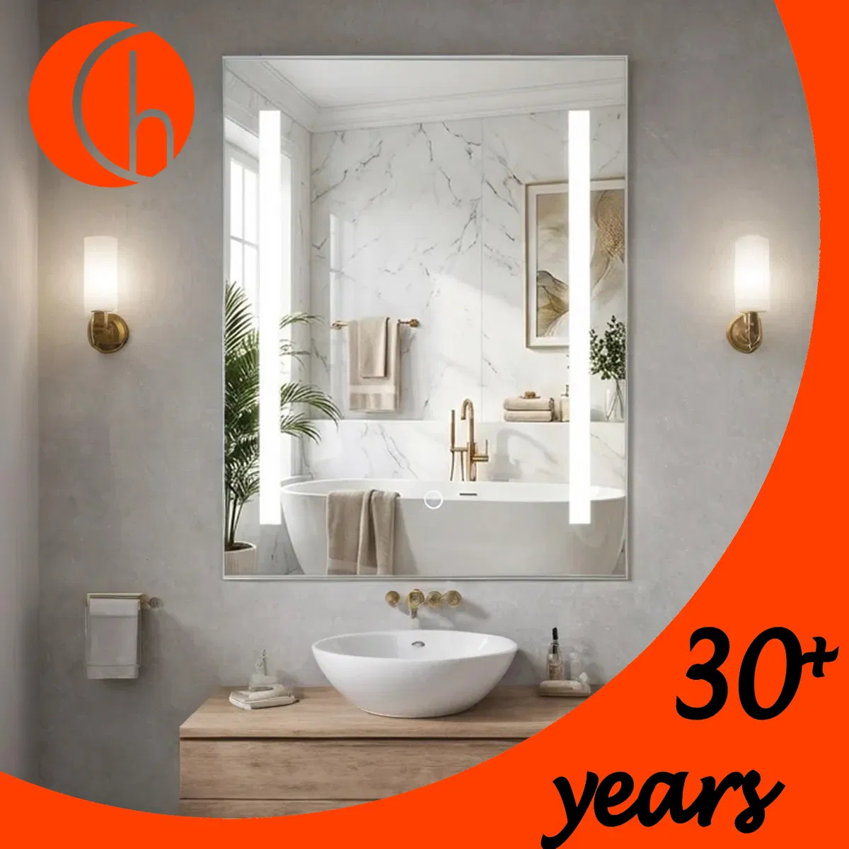 Smart Home Decor Bathroom Vanity Wall Mounted Makeup LED Mirror with LED Strip