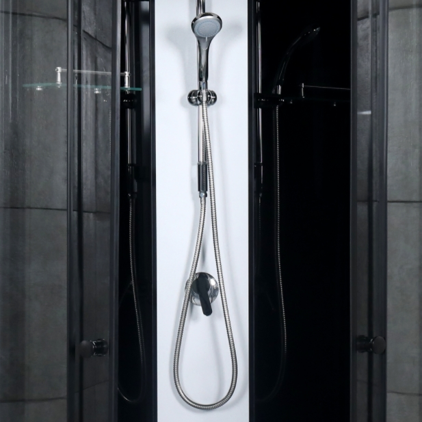 Fan-Shaped Simple Shower Enclosure, 4mm Clear Glass, Black