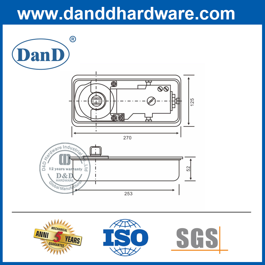 Durable Stainless Steel Cover Heavy Duty Security Series Glass Concealed Door Control Closer Accessory Hardware Spring Hinge Aluminium Hydraulic Floor Spring