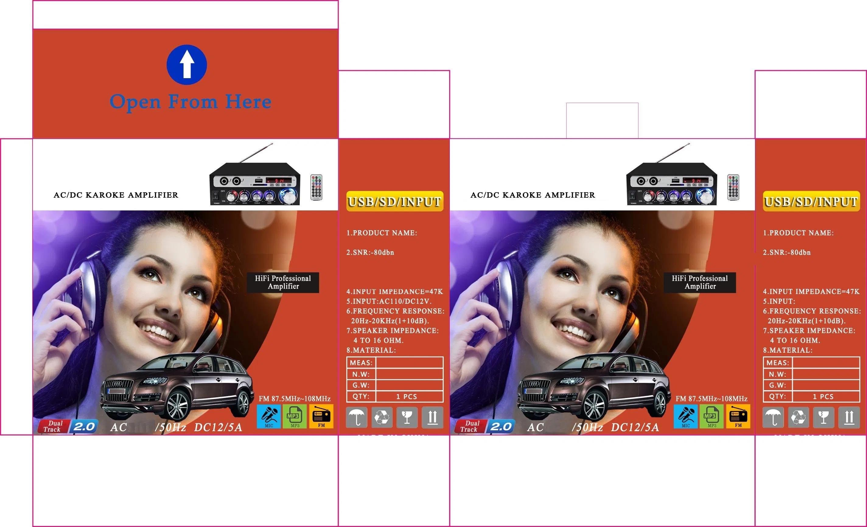 Цифровой усилитель для караоке с Bluetooth и микрофоном