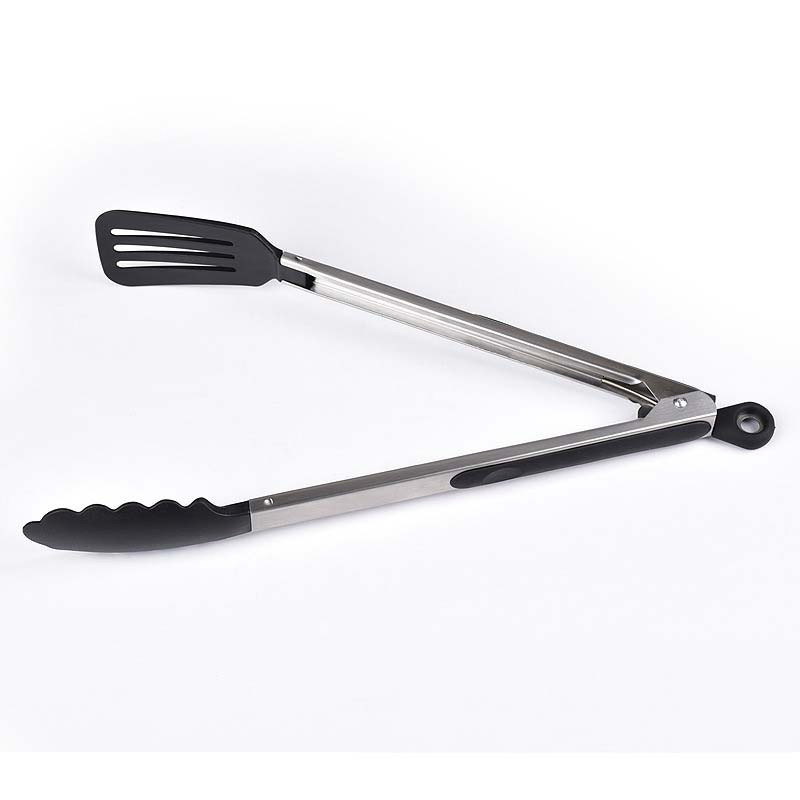 Silicone BBQ Tweezers 12" Stainless Steel Locking Salad Kitchen Food Tongs