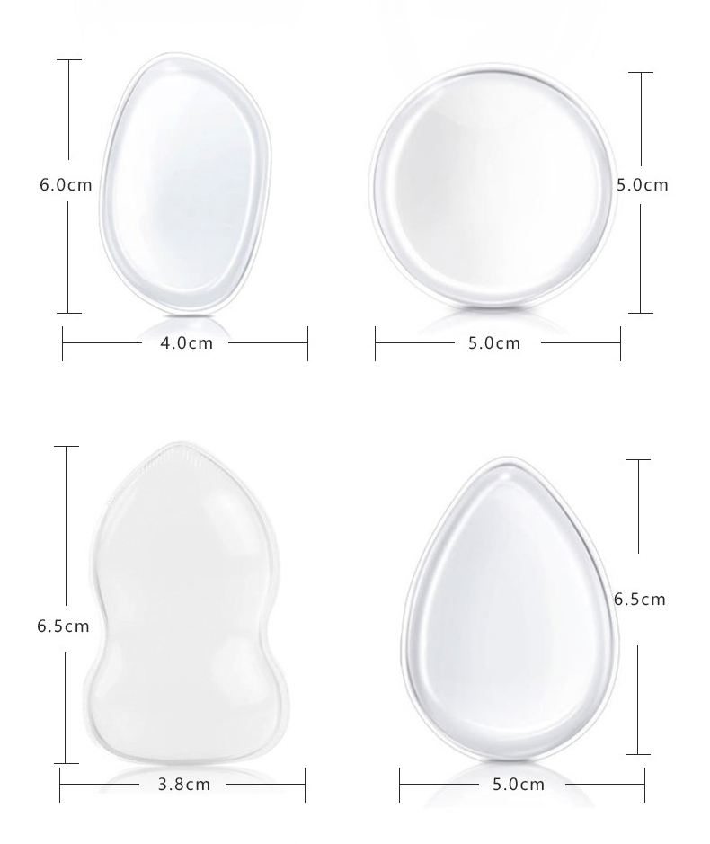 Silicone Clear Puff for Cosmetics Cleaning Face Puff Heart Shape Waterdrop Shape