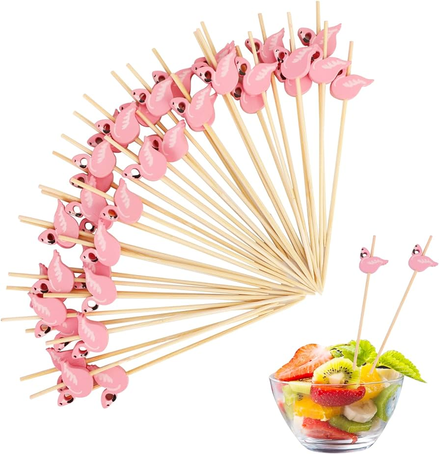 Decorative Toothpicks, Cute Bamboo Cocktail Sticks 12cm, Fruit Picks Food Buffet Decoration Party