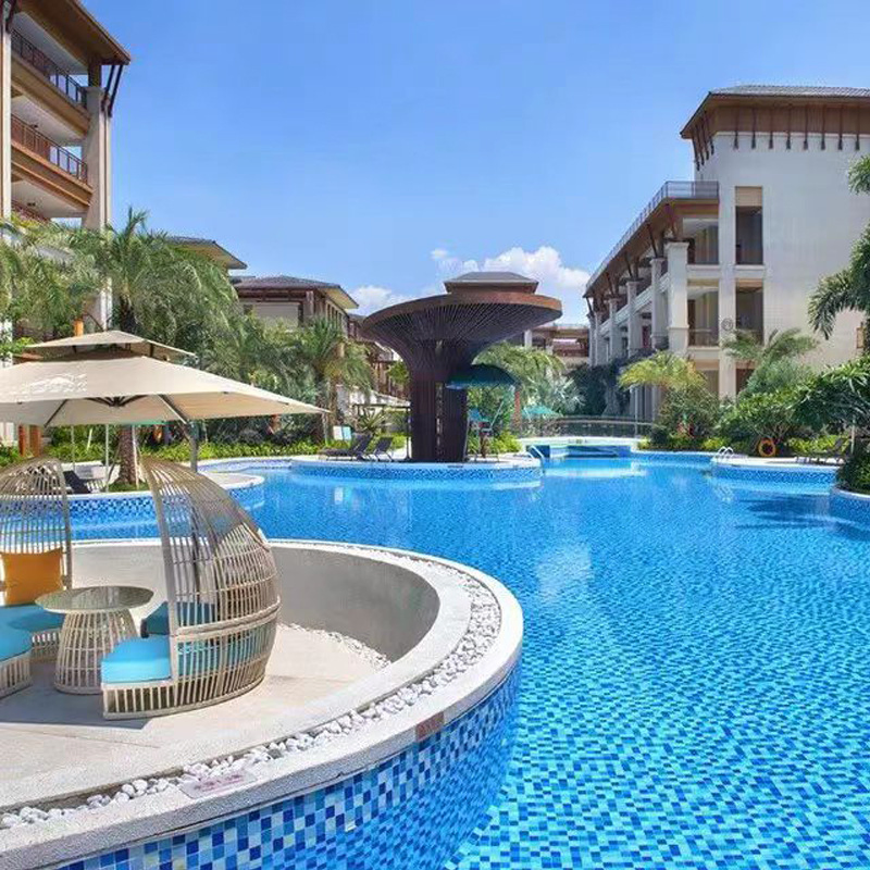 Glossy Blue Square Glass Swimming Pool Mosaic Tile