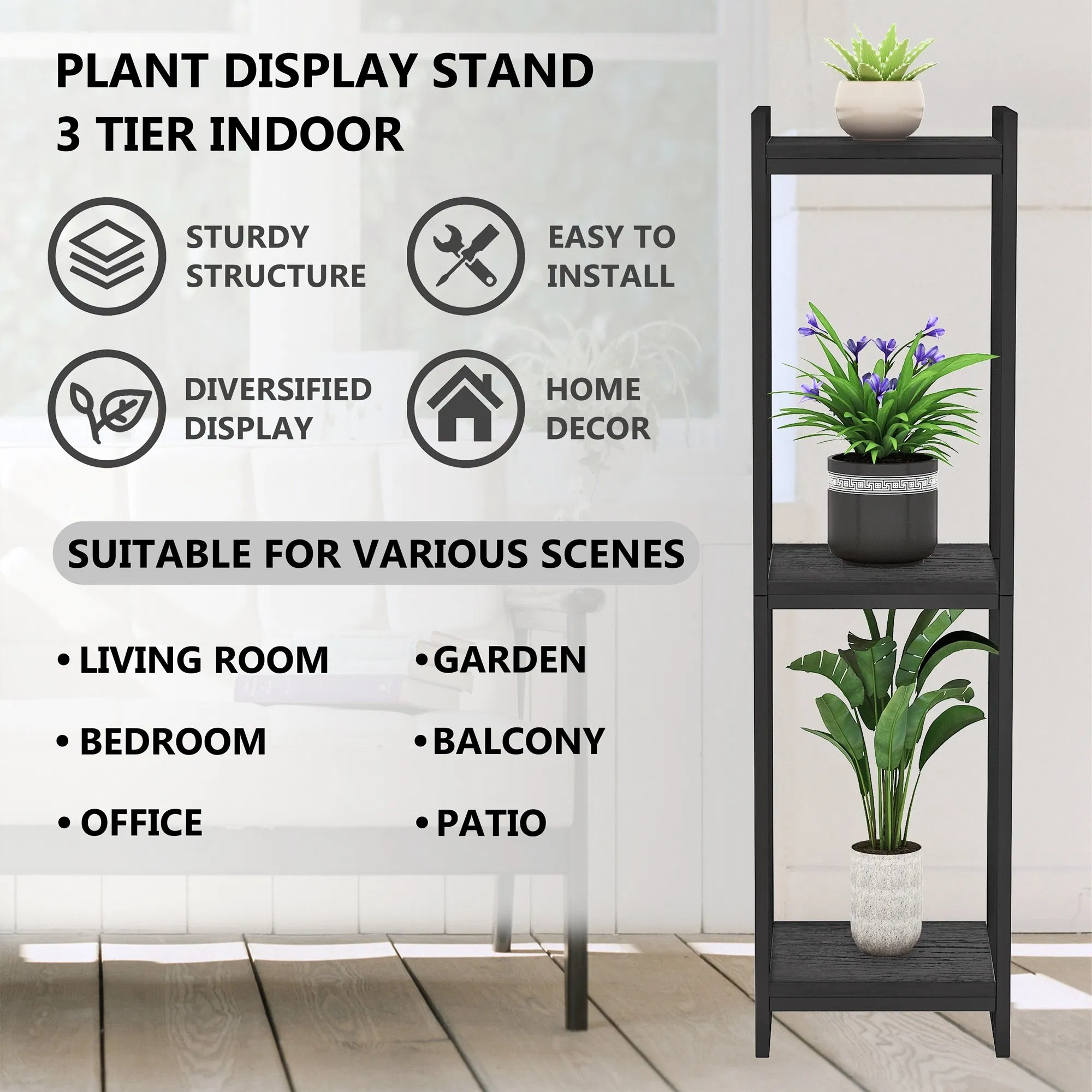 Multi-Layer Rust-Proof Easy to Install Space-Saving Indoor Display Plant Stand