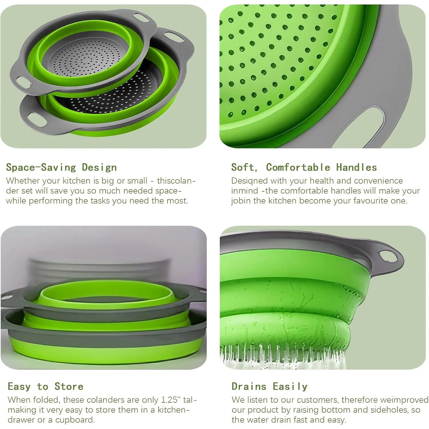 Collapsible Silicone Colander for Kitchen and Travel Use