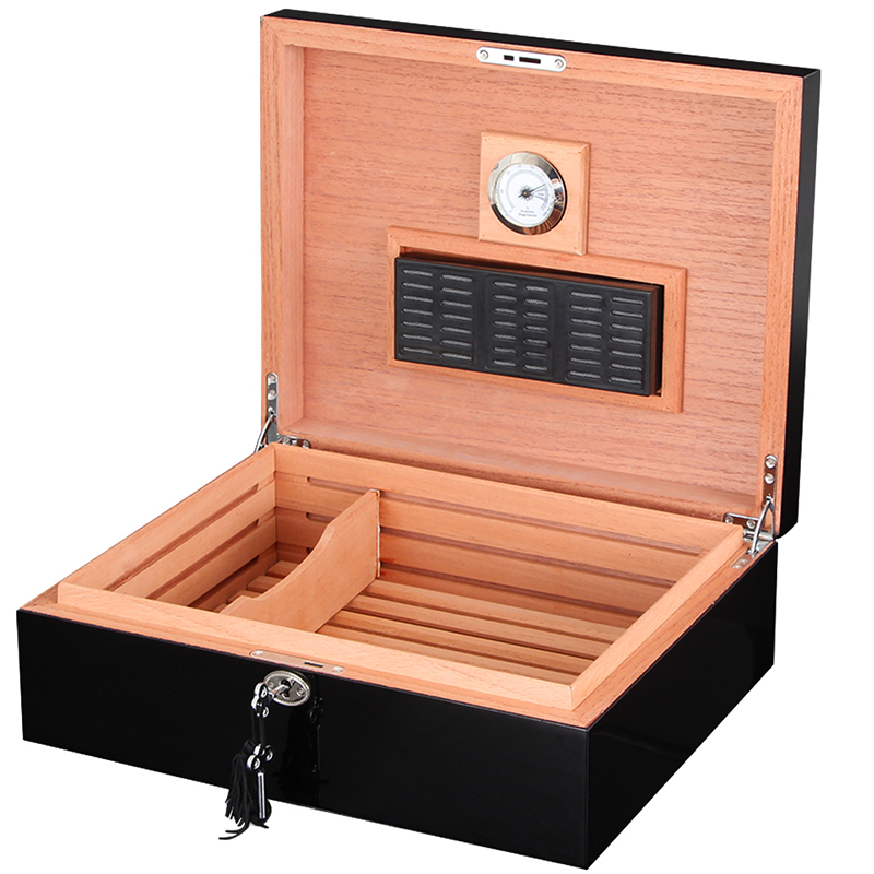 Black Mini Spanish Cedar Wooden Luxury Multi Purpose Modern Handmade Cigar Box