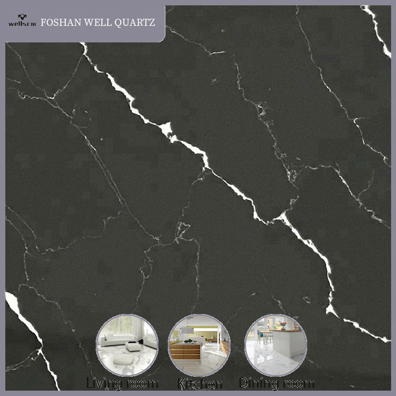 High Quality Black Sparkle Quartz Stone Counter Top, Quartz Quartz Slabs