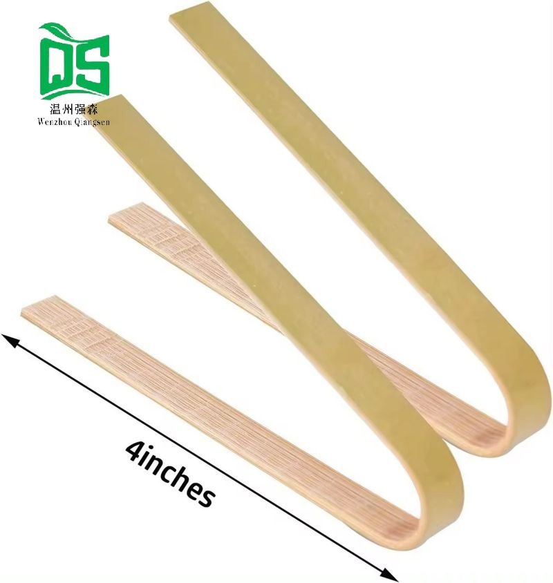 Eco-Friendly Restaurant Food Picking Clips Green Disposable Bamboo Mini Tongs for Food