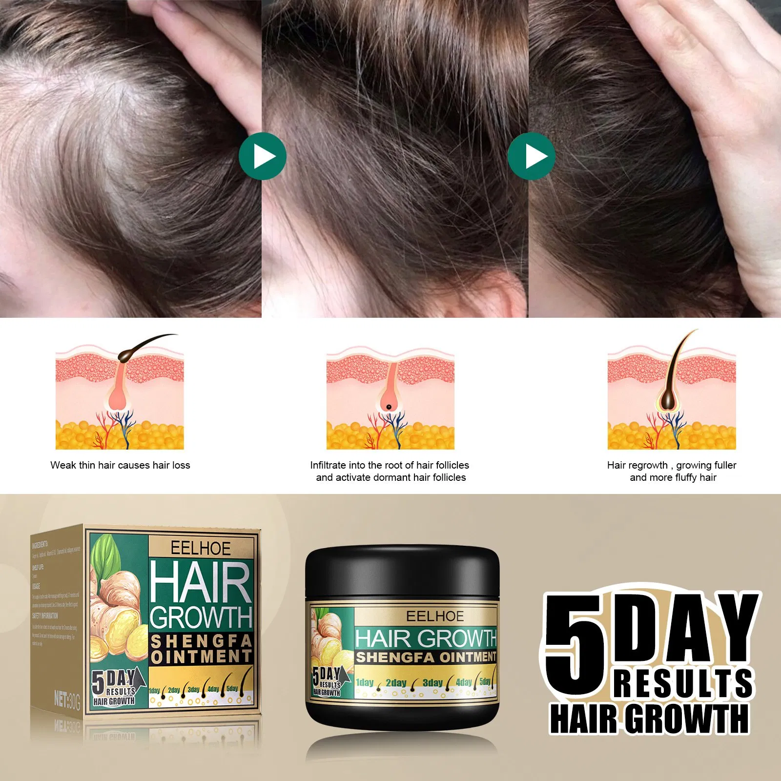 Ginger Dense Hair Cream Dense Hair Deep Cleaning Smooth Hair Repair Dry and Fury