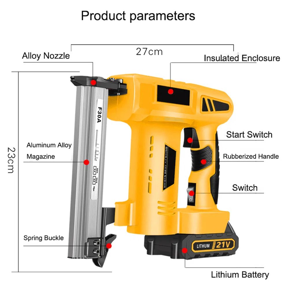 21V Cordless Nail Gun Staple Gun 1000PCS Nails Staples for Soft Woodworking