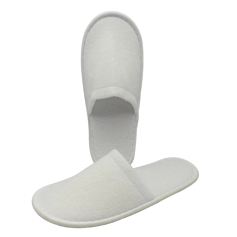 Wholesale Custom Logo EVA Sole Nap Cloth White 5 Star Hotel Room Guest Disposable Slippers