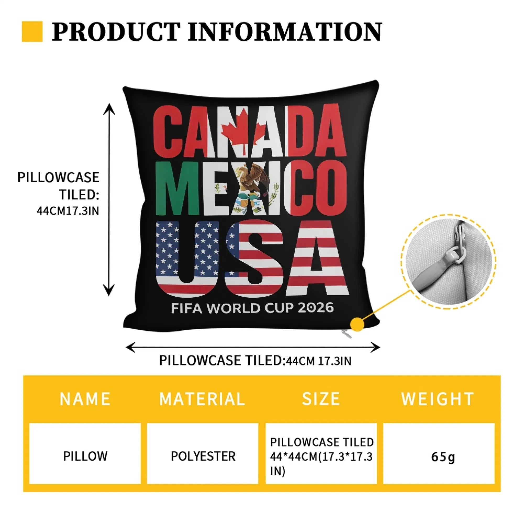 Home Decoration Fan Merchandise 2026 World and Cup Commemorative Throw Pillow