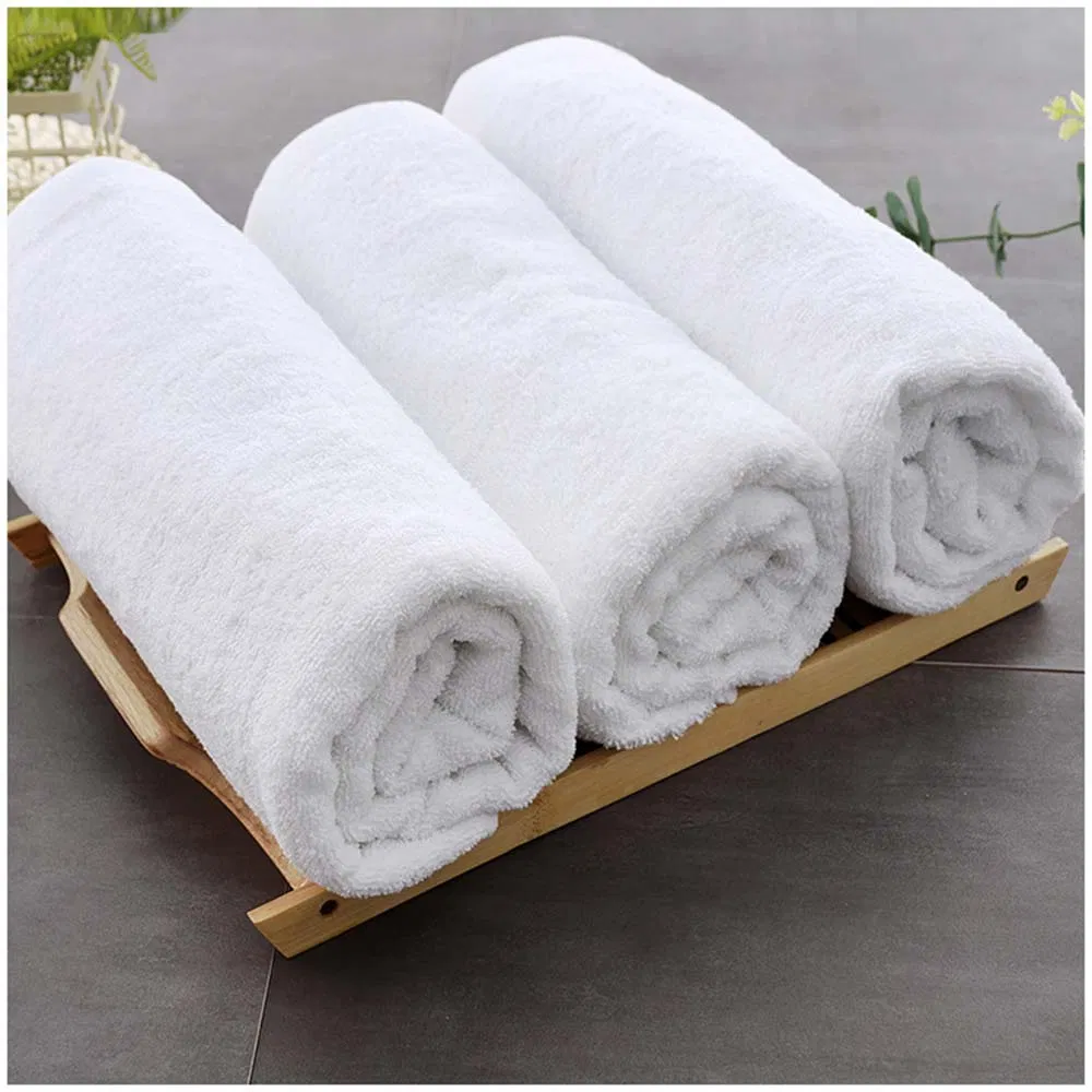 Superior Quality Clear White Single Use Microfiber Hair/Bath Towel Made of All Cotton Fabric for Male/Female/Child in Hotel/Massage/Sauna Logo Can Customized