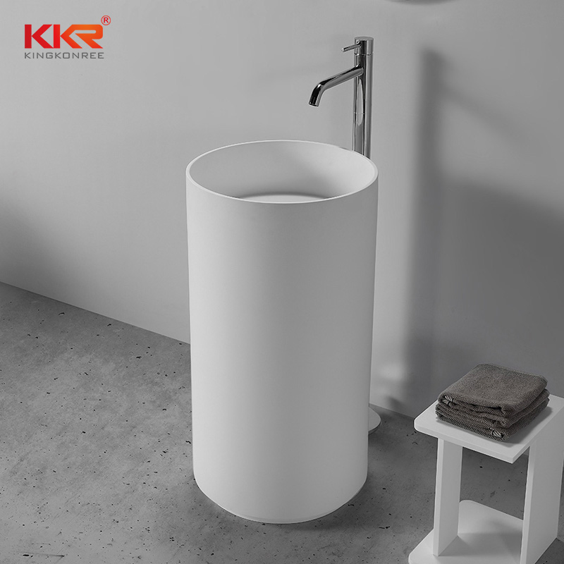 Hotel Project Bathroom Sinks Modern Pedestal Stone Wash Basin