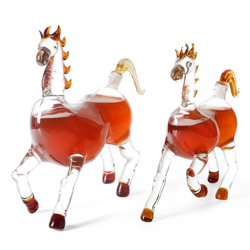 Mazon Hot Selling Mouth Blown Whiskey Horse Pig Dog Animal Shape Glass Decanters