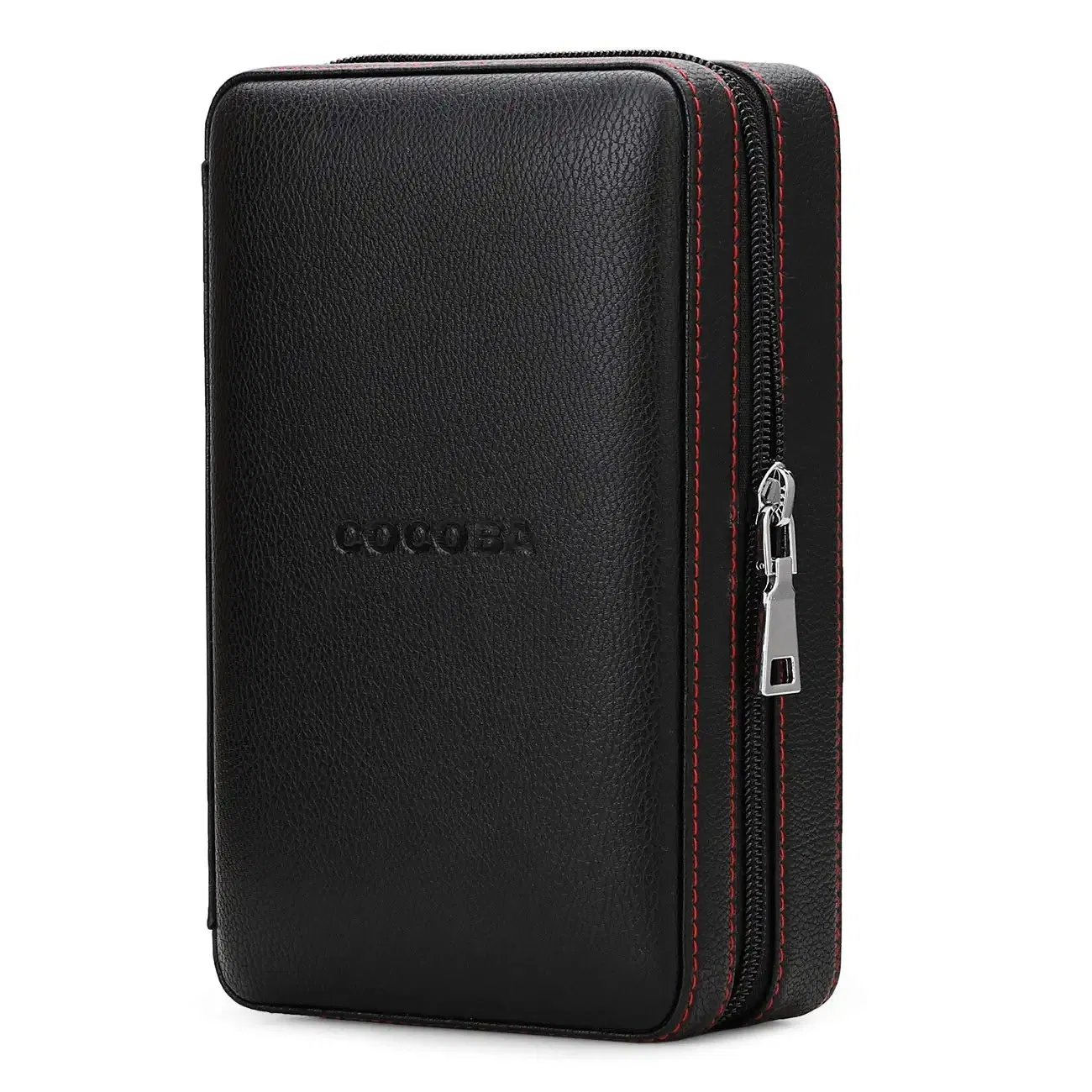 4 Finger Portable Travel Leather Cigar Case with Cigar Cutter