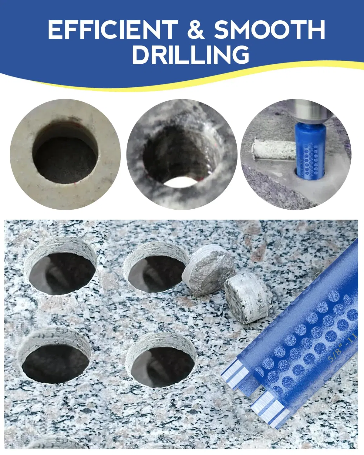 Diamond Core Drill Bits - 1-3/8 Inch with 5/8-11 Thread Granite Hole Saw Dry or Wet Drilling