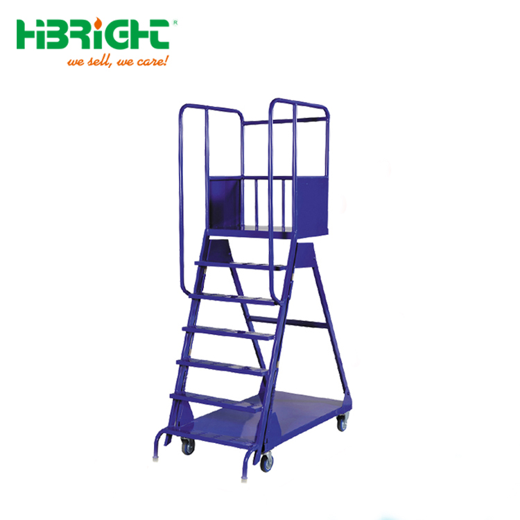 Movable Foldable Warehouse Step Ladder Trolley with Wheels