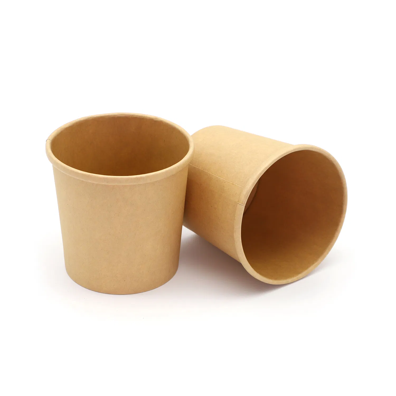 Compostable Disposable Brown Kraft Paper Cup or Light Brown Bamboo Pulp Paper Cups for Coffee or Ice Cream