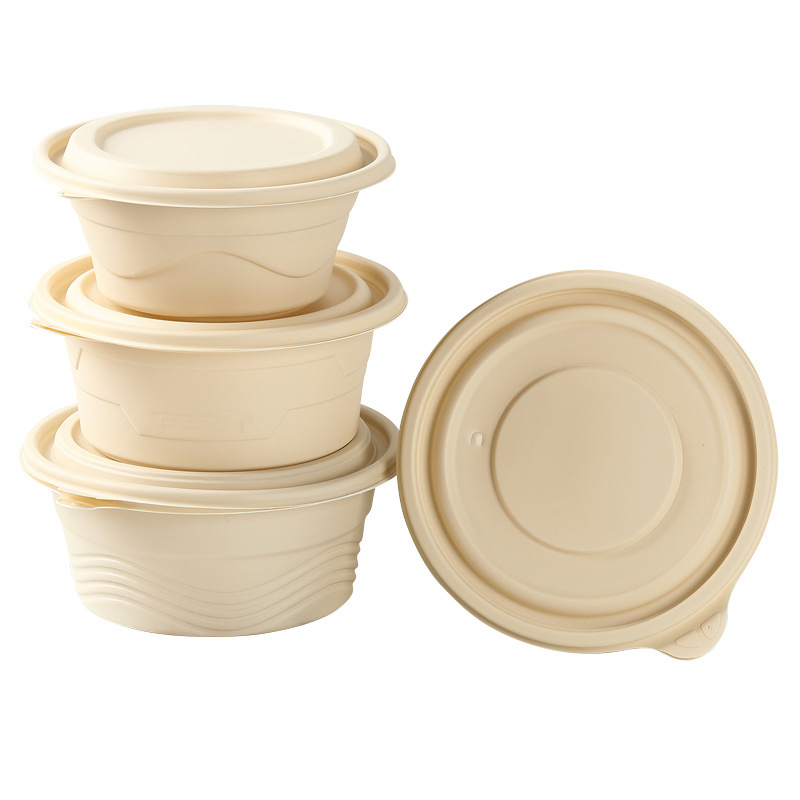 500ml Microwave Biodegradable Corn Starch Disposable Plastic Salad Bowls with Lid