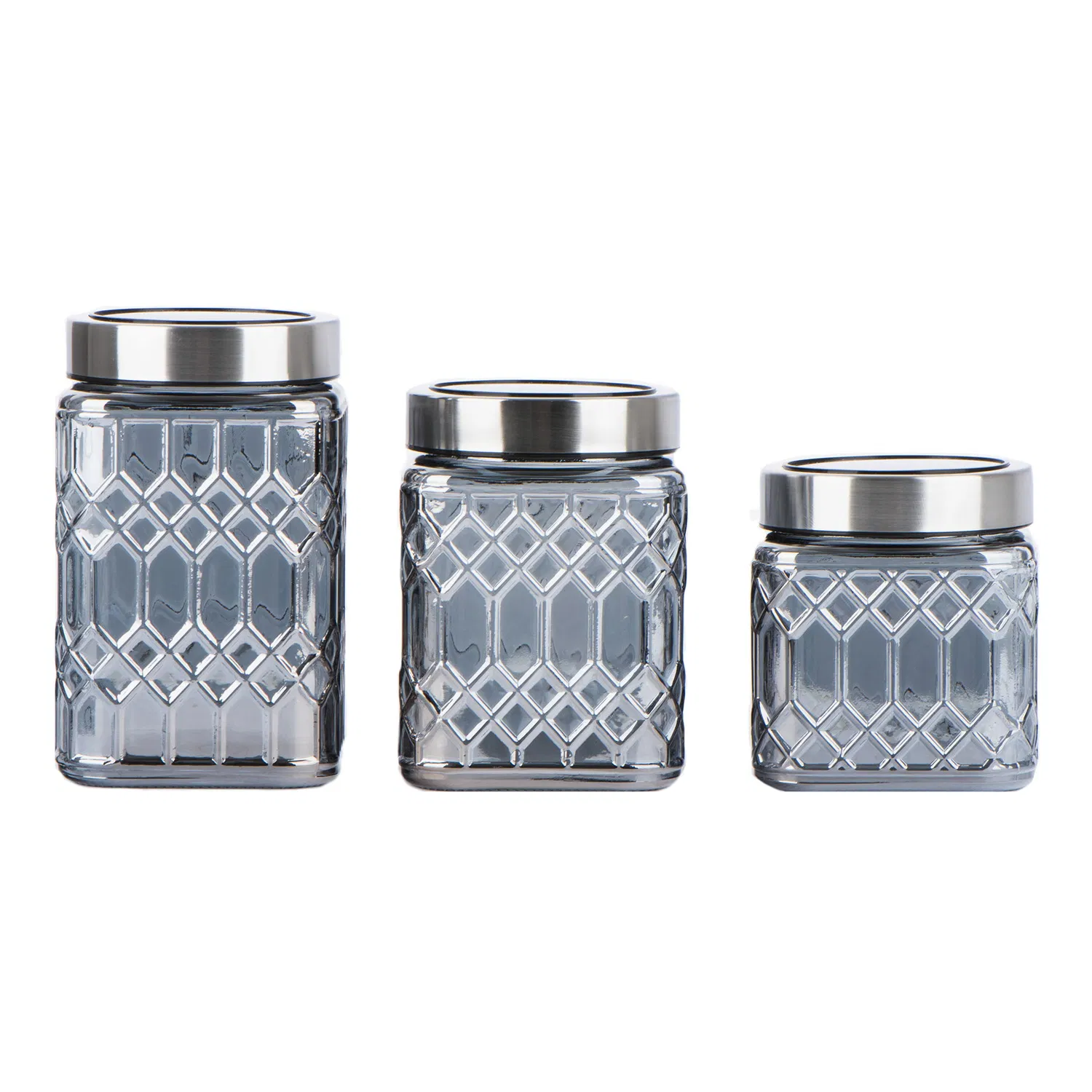 Квадратная стеклянная банка с крышкой из нержавеющей стали