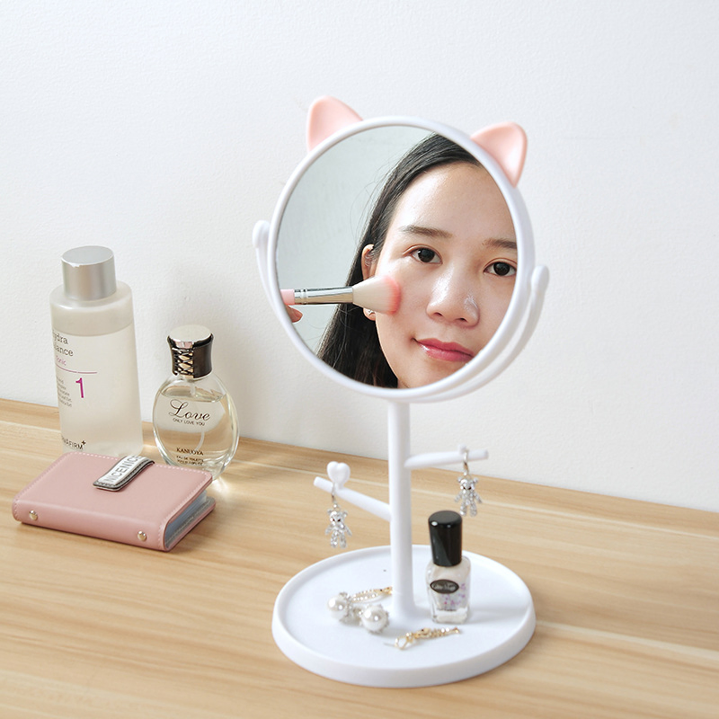 Cartoon Rotating Vanity Mirror Desk Vanity Mirror with Tray