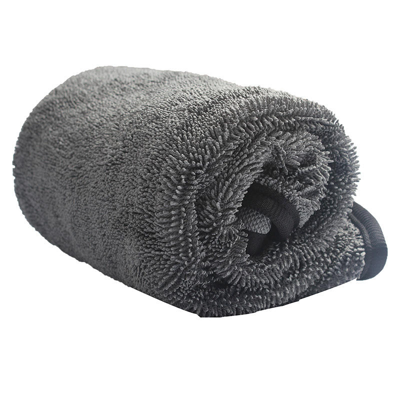 Large Black Drying Korean Microfiber Twisted Loop Ultra Fine 1ooogsm Clay Twisted Loop Drying Towel24 X36