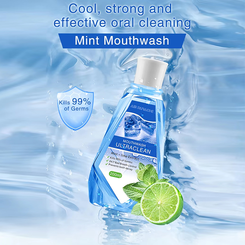 Customize Logo Private Label Fresh Breath Orange Mouthwash Anti Cavity Powerful Cleaning Mint Mouth Wash