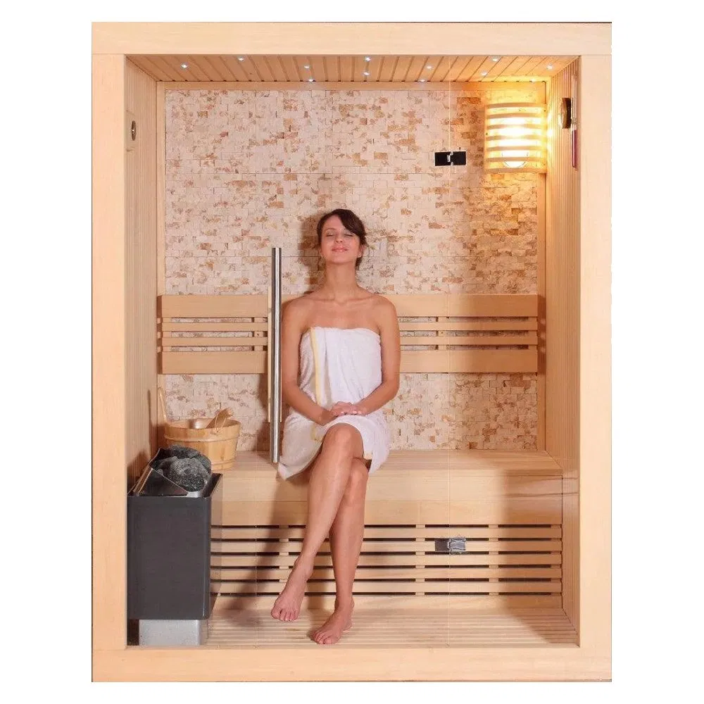 Modern 2 Person Dry Steam Sauna Room with Harvia Sauna Stove
