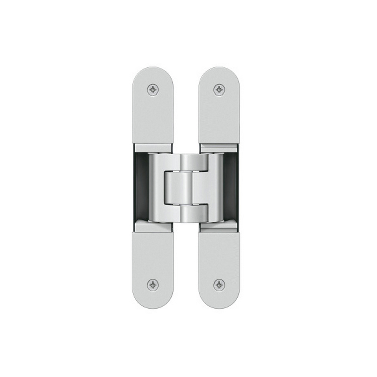 Silver Invisible Hidden Hinges Mortise Mount Invisible Concealed Cross Door Hinge for Folding Door Stainless Steel with Screws