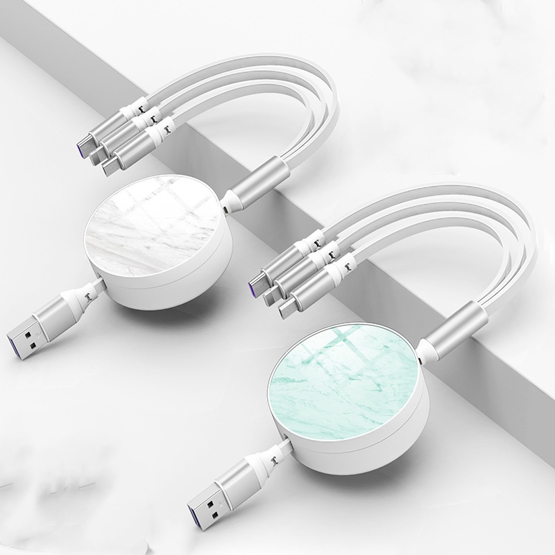 Three in One Telescopic Charging Cable, One to Three Fast Charging Data Cable, Customized Logo Suitable for Apple Android Type-C