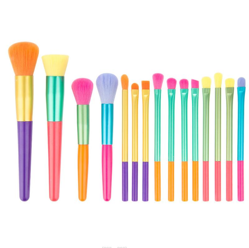 Cosmetic Tools Rainbow Color Fashion 15 PCS Makeup Brush Set