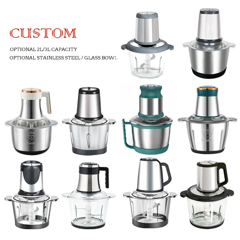Jewin New Design 250W Mini Electric Meat Grinder 2L 3L Food Processor with 2 Speeds Ss Housing for Garlic Vetables Juicing