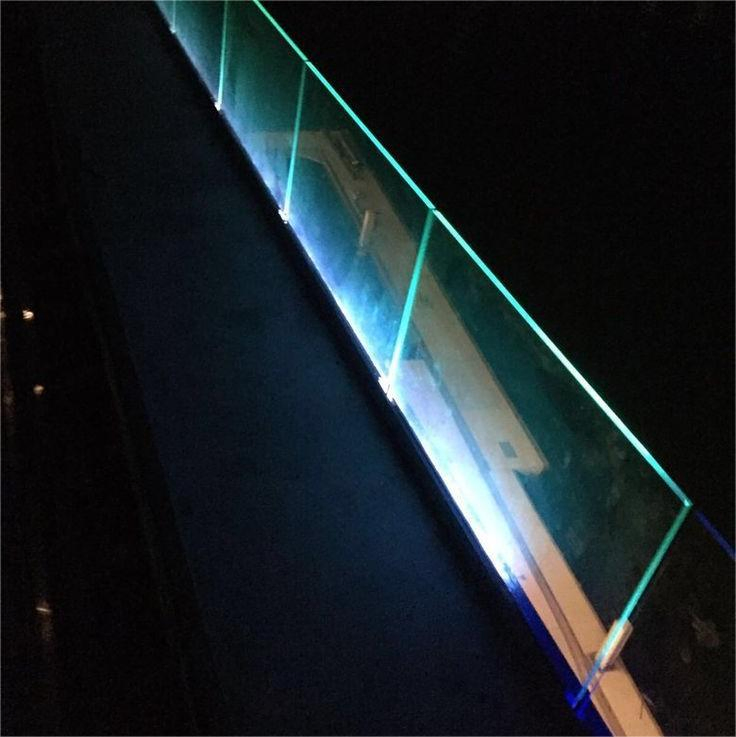Modern LED U-Channel Glass Balustrade Aluminum Base Frameless Railing for Balcony Terrace