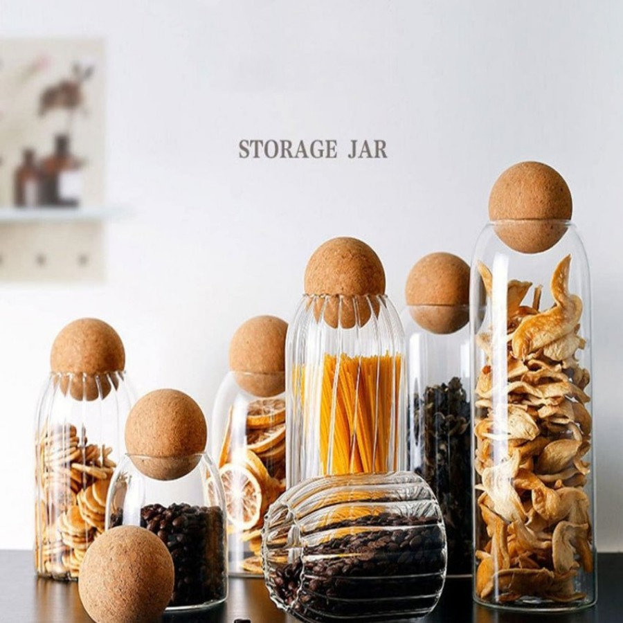 Glass Storage Container with Cork Ball Jars Kitchenware Glass Bottle