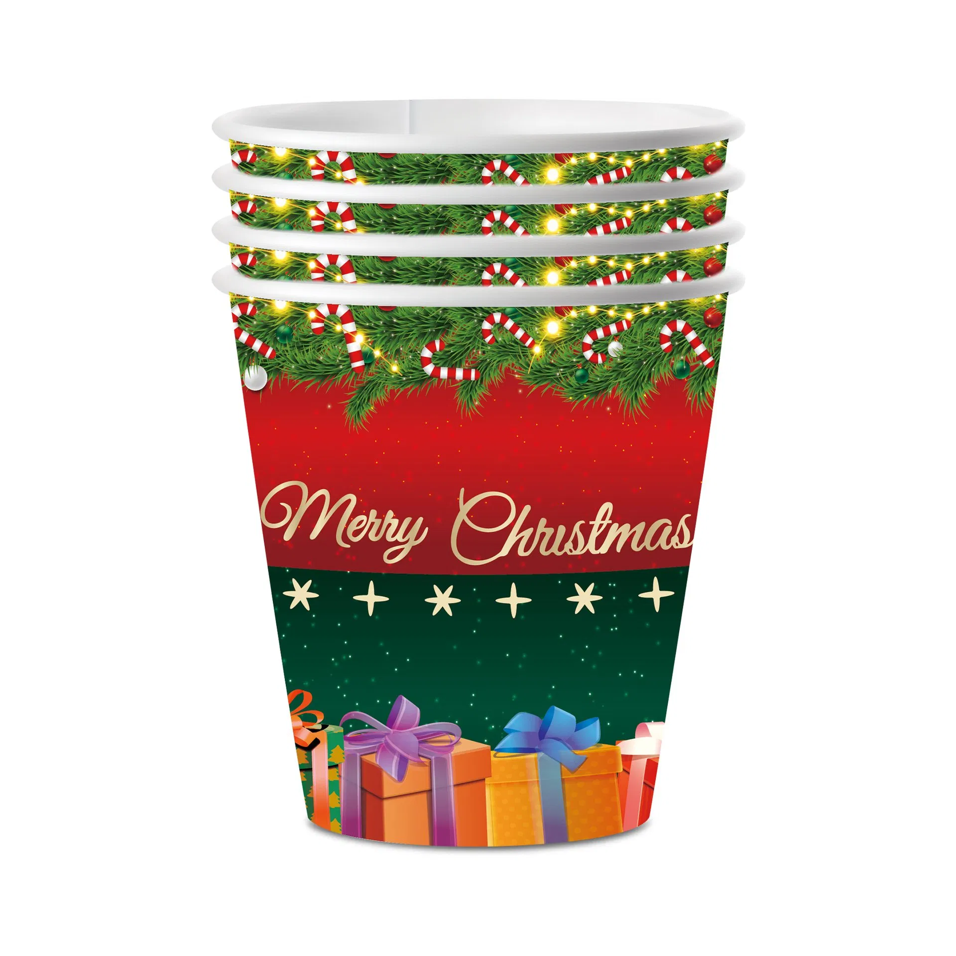 Christmas-Themed Disposable Paper Cups for Party Supplies
