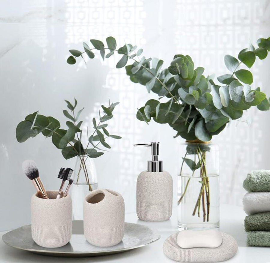 Soap Dispenser Toothbrush Holder Bathroom Tumbler Soap Dish Bathroom Accessory Set