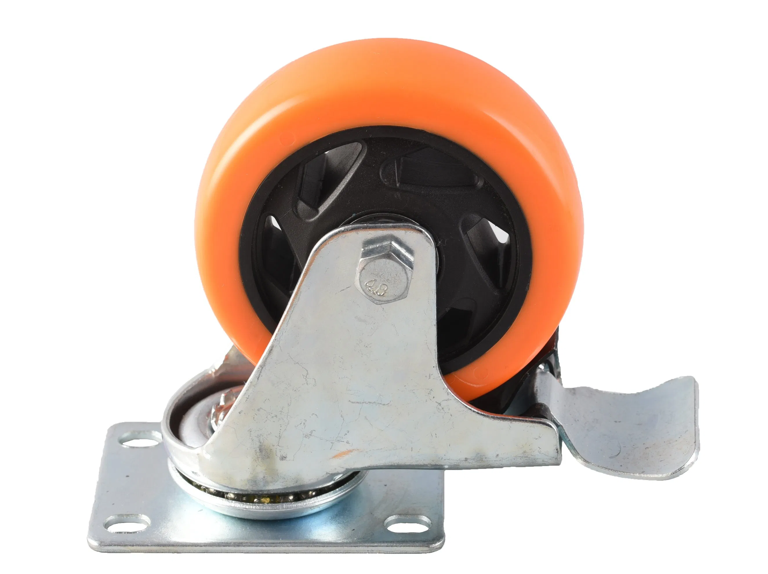 M13 Medium Duty Type Fixed Swivel Brake Threaded Stem Bolt Hole PU Caster Wheel for Handcart