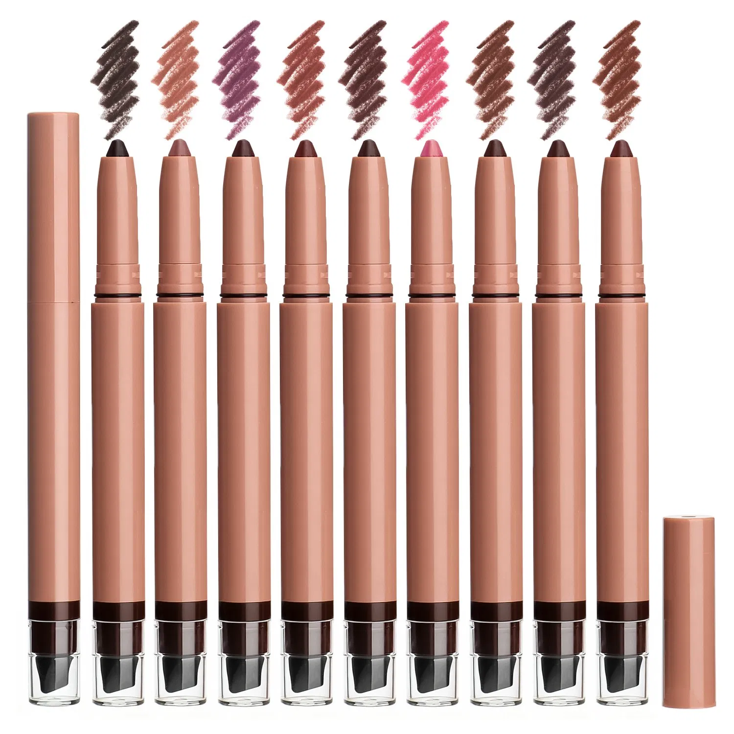 Vegan Makeup Lipliner Waterproof Creamy Brown with Silicone Smudger
