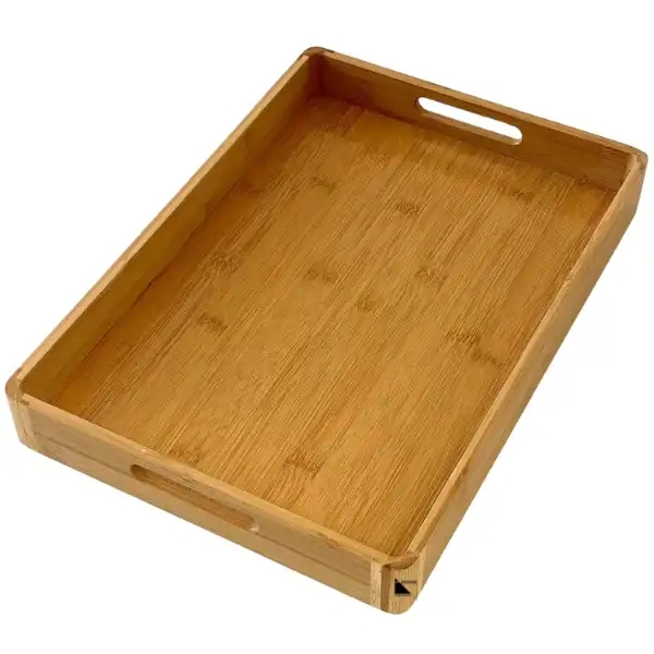 Antl-Slip Mat Bamboo Trays with Hold Hander
