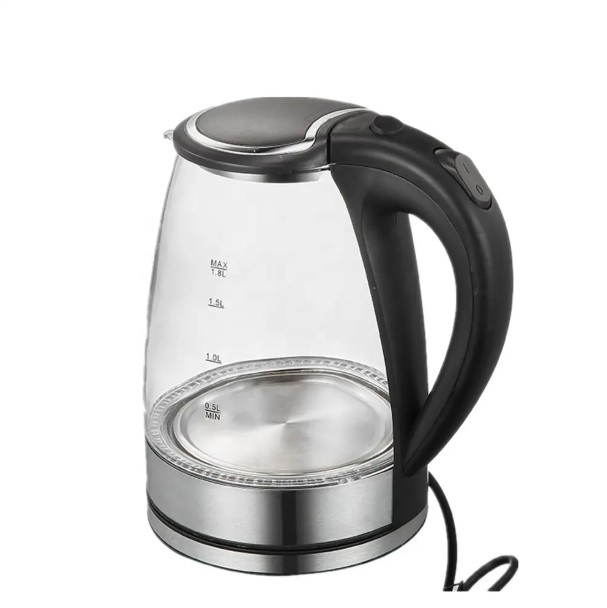 High Quality Tea Water Visible Home Kitchen Appliance Auto Shut-off Teapot Glass Electric Kettle with LED Light